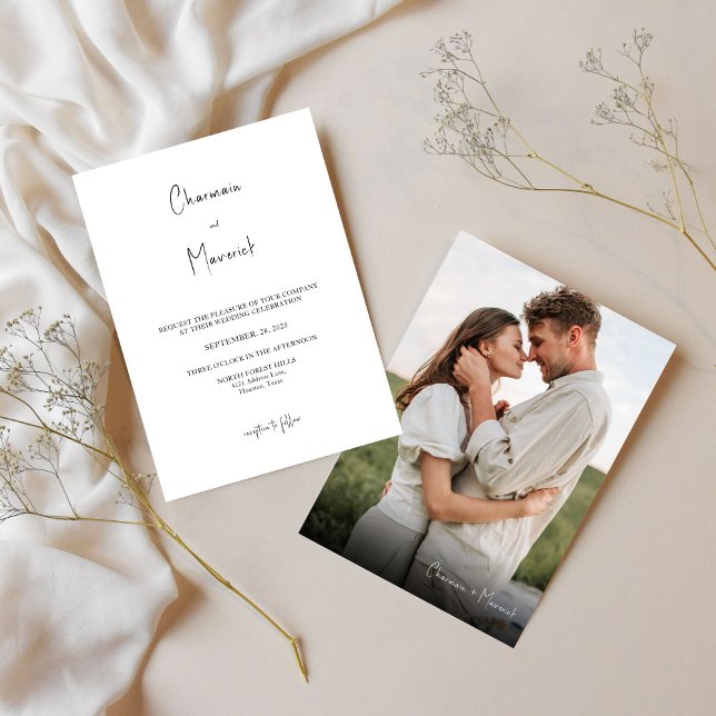 Invitación Boda simple de guiones fotográficos (Subido por el creador)