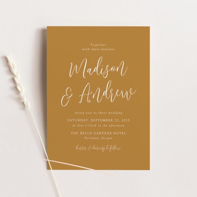 Invitación Boda simple de guiones ocres (Subido por el creador)