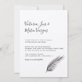 Invitación Boda Simple de Hoja de Palma Dibujada a Mano