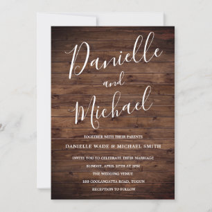 Invitación Boda simple de la fábrica de madera rústica