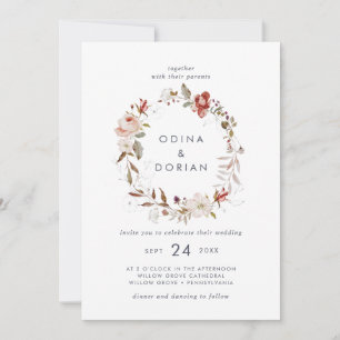 Invitación Boda simple de la guirnalda floral