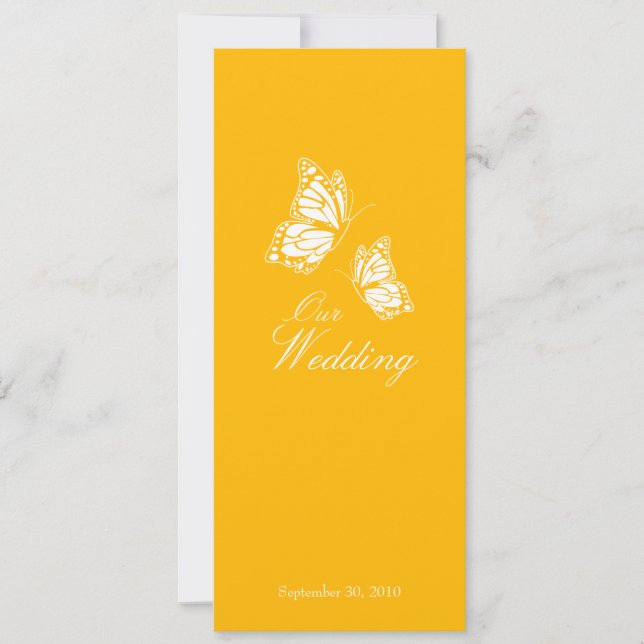 Invitación Boda simple de mariposas amarillas 2 (Anverso)