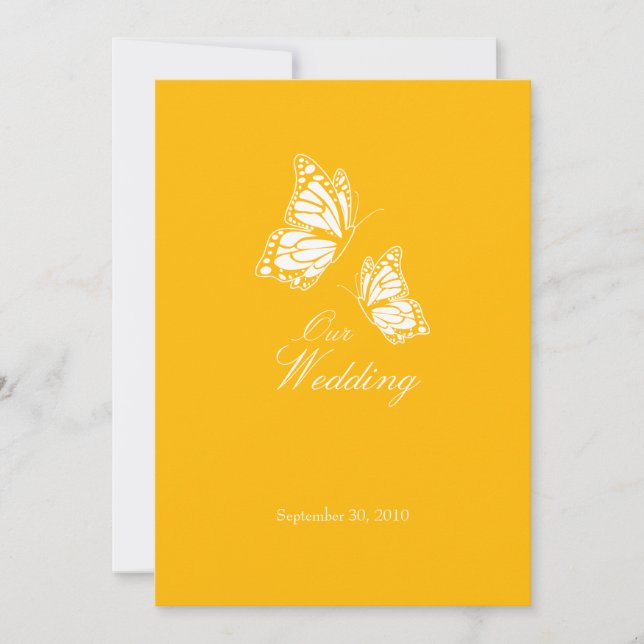 Invitación Boda simple de mariposas amarillas 2 (Anverso)