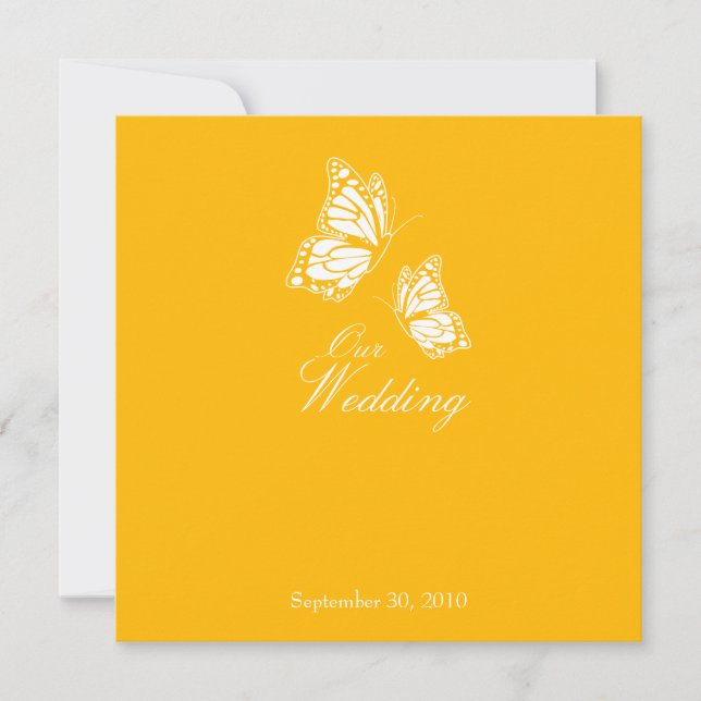 Invitación Boda simple de mariposas amarillas 2 (Anverso)