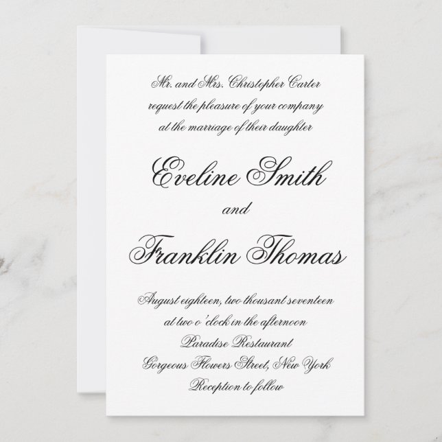 Invitación boda simple de moda de escritura caligráfica moder (Anverso)