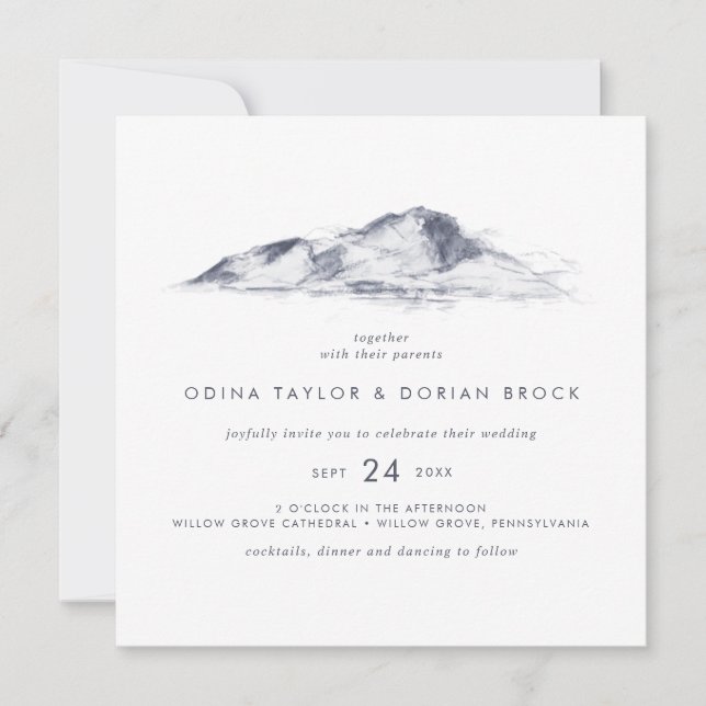 Invitación Boda simple de Mountain Square (Anverso)