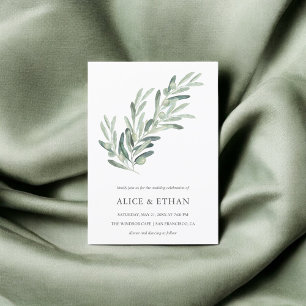Invitación Boda simple de olivo verde