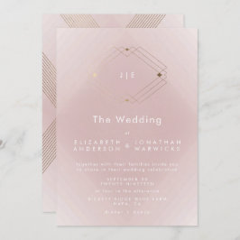 Invitación Boda simple de oro geométrico moderno rosado