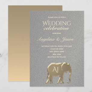 Invitación Boda Simple de Plata y Oro