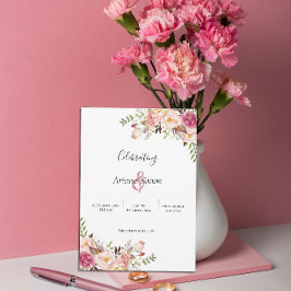 Invitación Boda simple de Rubor rosado floral