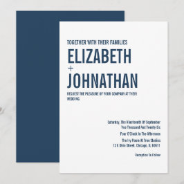 Invitación Boda simple de tipografía naval