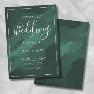 Invitación Boda Simple de Verde Esmeralda