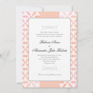 Invitación Boda simple del damasco rosado y coralino