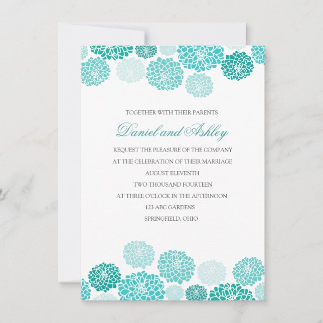 Invitación Boda simple del jardín de la turquesa (Anverso)