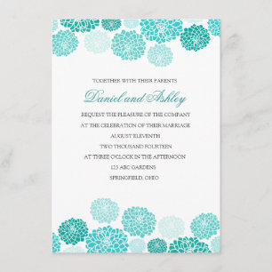 Invitación Boda simple del jardín de la turquesa