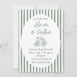 Invitación Boda Simple Dibujada a Mano Verde Salvia