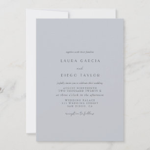 Invitación Boda Simple Elegante Azul en Polvo