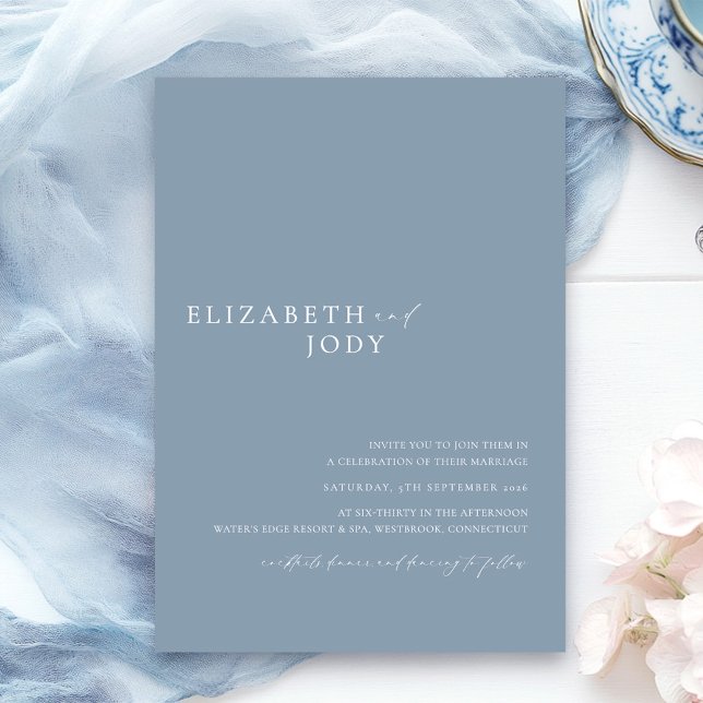 Invitación Boda Simple Elegante Azul Polvo Moderna (Subido por el creador)