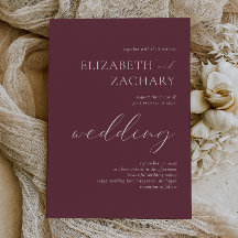 Boda Simple Elegante Burgundy Blanco Script
