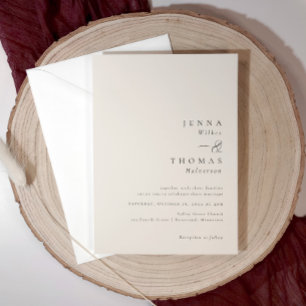 Invitación Boda Simple Elegante Minimalista Beige