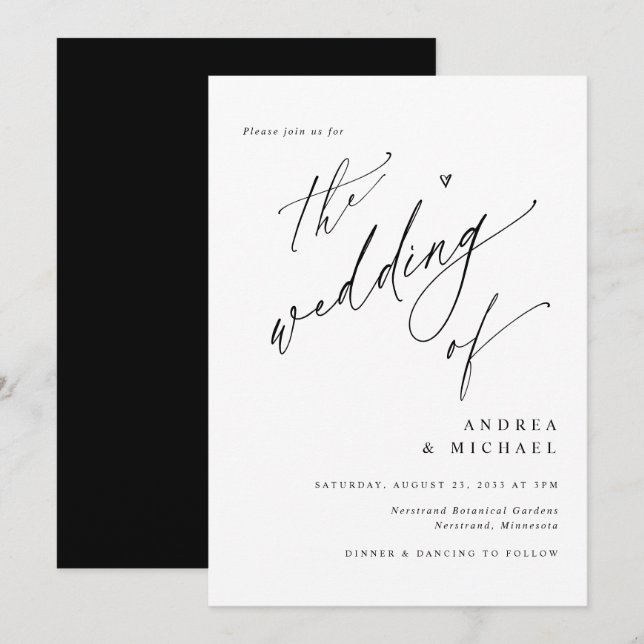 Invitación Boda Simple Elegante Moderno Minimalista (Anverso / Reverso)