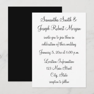 Invitación Boda Simple en Blanco y Negro