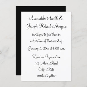 Invitación Boda simple en blanco y negro