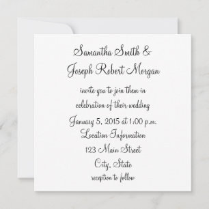 Invitación Boda Simple en Blanco y Negro