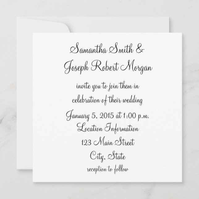 Invitación Boda simple en blanco y negro (Anverso)