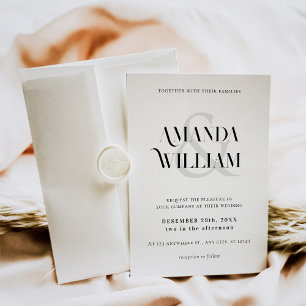 Invitación Boda simple en blanco y negro