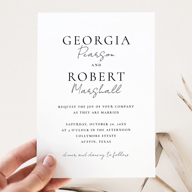 Invitación Boda simple en blanco y negro (Subido por el creador)