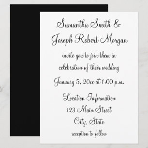Invitación Boda Simple en Blanco y Negro