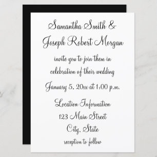 Invitación Boda simple en blanco y negro