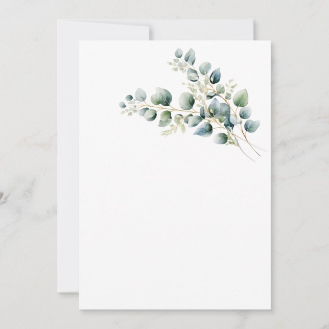 Invitación Boda simple Eucalyptus Blank (Anverso)