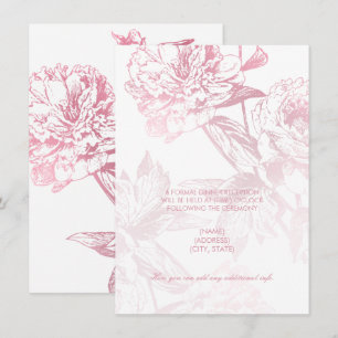 Invitación Boda Simple Floral de Oro Rosa Recepción Solamente