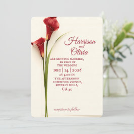 Invitación Boda Simple Floral Lirio de Cala Rojo