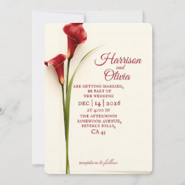 Invitación Boda Simple Floral Lirio de Cala Rojo