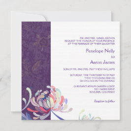 Invitación Boda simple floral púrpura