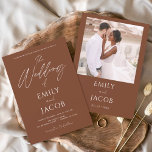 Invitación Boda simple foto guión de terracota<br><div class="desc">La Invitación a la Boda de Verano o Primavera Boda de Terracotta con Foto o Imagen - incluye una tipografía de escritura hermosa y elegante con un moderno color simple y clásico para la celebración especial del Día de la Boda.</div>