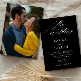 Invitación Boda Simple Foto Moderna Blanco y Negro