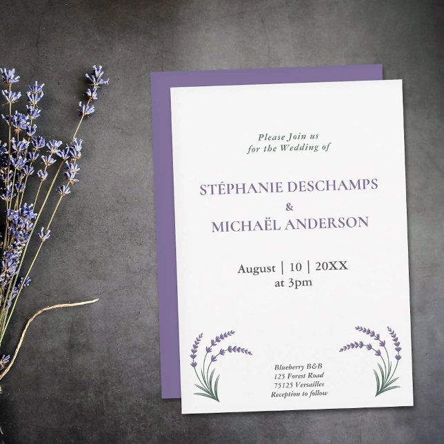 Invitación Boda Simple Lavanda (Simple Lavender Wedding Invitation)