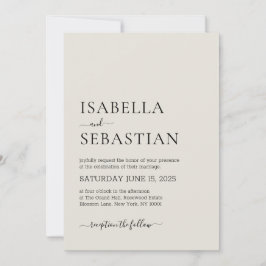 Invitación Boda Simple Lino Moderno Marfil