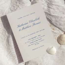 Invitación Boda Simple Marfil y Azul Marino