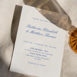 Invitación Boda Simple Marfil y Azul Marino