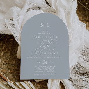 Invitación BODA simple Minimalista azul de la costa del Arco