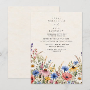 Invitación Boda Simple Minimalista de Flores Silvestres
