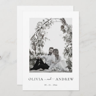Invitación Boda simple Minimalista de fotografías en blanco y