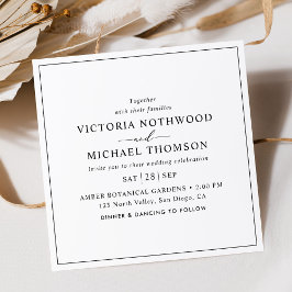 Invitación Boda Simple Minimalista en Blanco y Negro