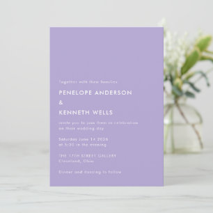 Invitación Boda simple minimalista Lavanda básica Purple