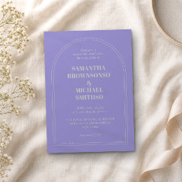Invitación Boda Simple Minimalista Lavanda Plata